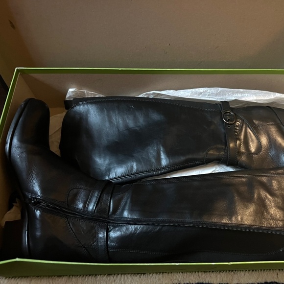 Tall Black Italian Leather Boots - Picture 1 of 3